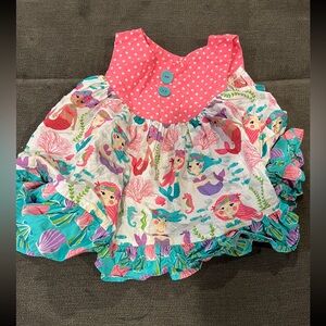 Eleanor Rose Pink Polka Dot & Multicolor Mermaid Ruffle Dress